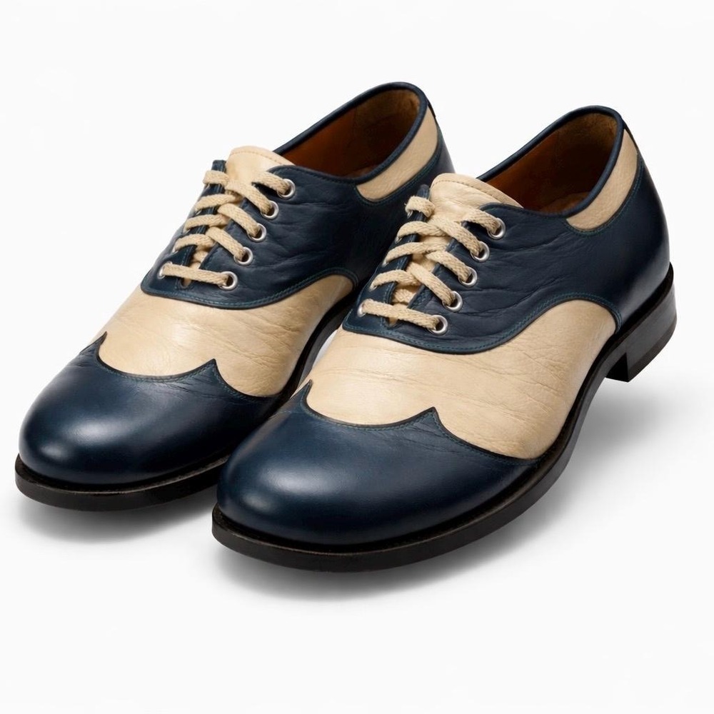 1970s Two Tone Platform Disco Italian Derbies Double Wingtip Chunky Womens 6.5 W